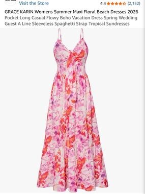 GRACE KARIN Pink Floral Maxi Sundress